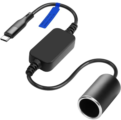 CERRXIAN Cavo di alimentazione da USB C maschio a presa accendisigari da 12 V 18 W, 0,3 m, per Dash Cam, rilevatore radar, GPS, strisce luminose a LED per auto e altri dispositivi elettronici