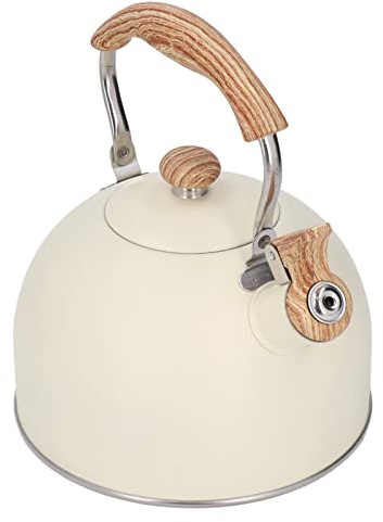 Bouilloire Sifflante Inox Poignée Ergonomique Théière 2,5L Beige