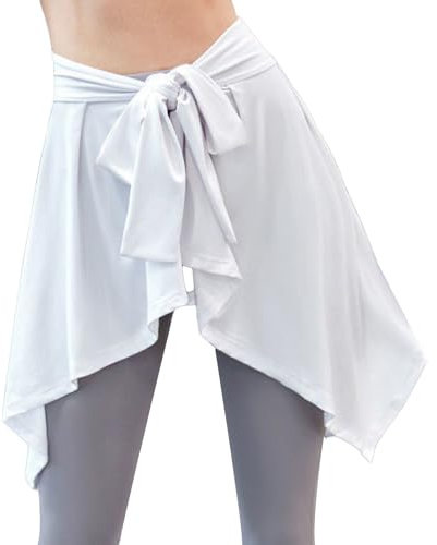 AWOCAN Ballerina Yoga Wrap Rock Schnürung Sport Wrap Rock Kurz Halter Yoga Ballett Tennis Jogging Rock, weiß, L