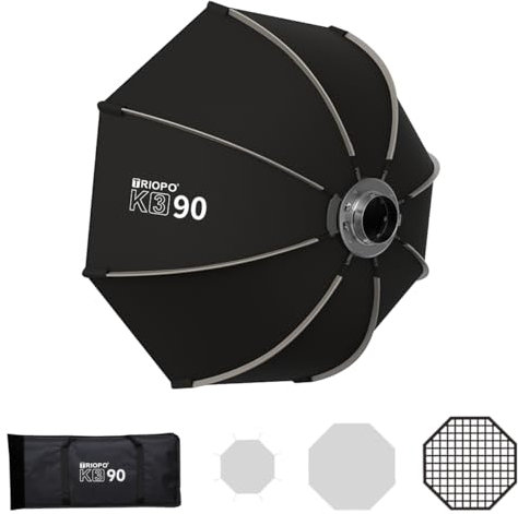 Triopo - Caja de luz octogonal portátil con montaje Bowens: instalación rápida con diseño plegable, compatible con luces continuas de Bowens (K3-90/90 cm/35,4 pulgadas)