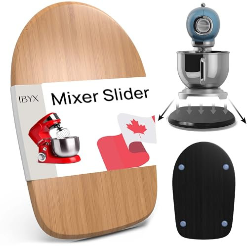 Ibyx Elegant Sliding Appliance Tray for Worktops – Roll-Out Base for Stand Mixer & Heavy Kitchen Appliances – Quiet Wheels, Bamboo