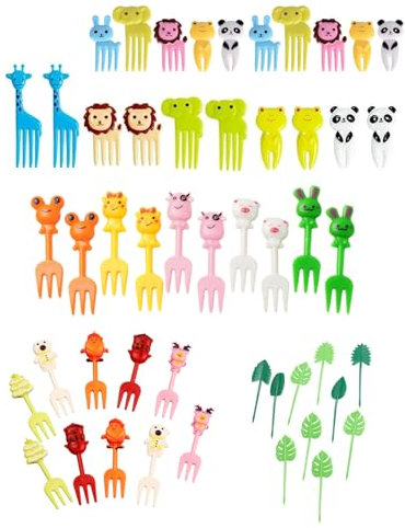 TOZBLEU 50 pcs Tenedores de Fruta para Niños Mini Tenedores Infantiles Reutilizables para Lonchera Fiesta té de la Tarde Celebración Cumpleaños