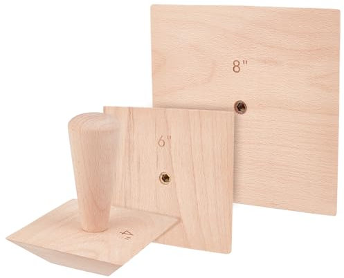 BENECREAT Pottery Tools, 10/15/20cm Square Wood Ceramic Tools with Handle, Ceramic Clay Embryo Auxiliary Tool, Ceramic Bowl Tools for Plate Craft DIY