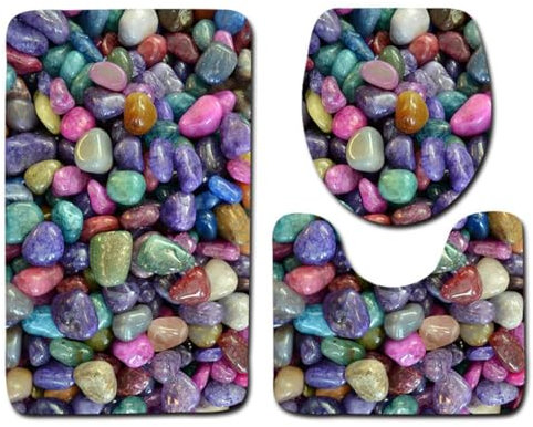 siduytin 3 Packungen/Los Wasserdichter und komfortabler bedruckter Steinteppich für Badezimmer, leicht zu reinigen, einfach zu installieren, modern, rutschfest, acht