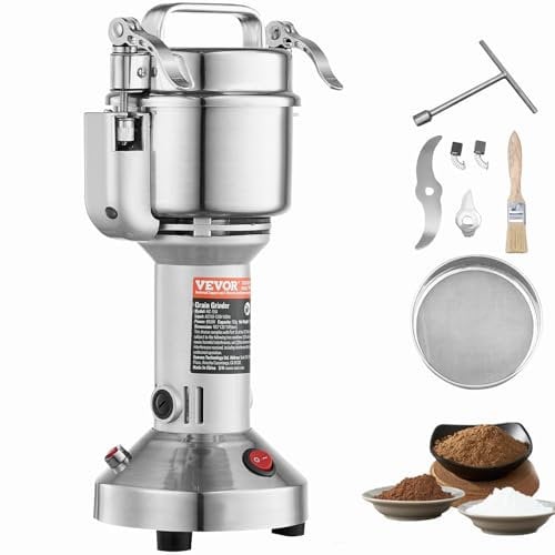 VEVOR Molinillo de Granos Eléctrico 850 W Capacidad de 150 g Molinillo de Especias de Alta Velocidad con Pulverizador de Acero Inoxidable para Granos Secos Especias Cereales Café Maíz Pimienta