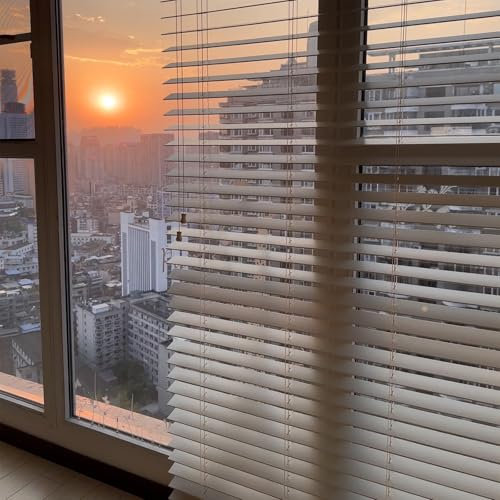 Jalousien Fenster Rollos Für Innen Weiße/braune Jalousien für Fenster, 160170180210220 cm, horizontale Verdunkelungsjalousien aus Holz mit Leiterband/breiten Lamellen, Jalousien/Rollos für Wintergärte