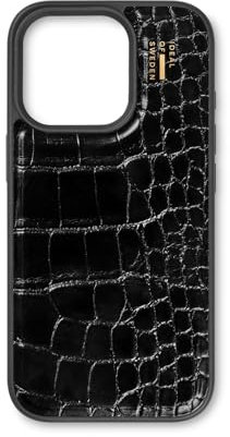 IDEAL OF SWEDEN Veganes Leder iPhone 16 Pro Hülle MagSafe – Schwarzes Croco Design, Dünnes & Leichtes Case, Stoßfest & Stylisch Und Langlebig Für Optimalen Schutz Im Alltag