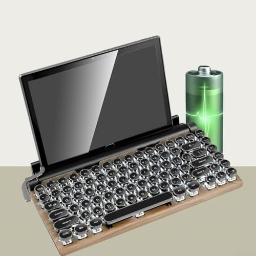 83-Key Mechanical Keyboard, Colored Light Real Mechanical Keyboards,Vintage Wireless Typewriter Keyboard, BT 5.0 Vintage Punk with Metal Round Cap,for Mac/PC/Laptop/Tablet/Mobile Phone