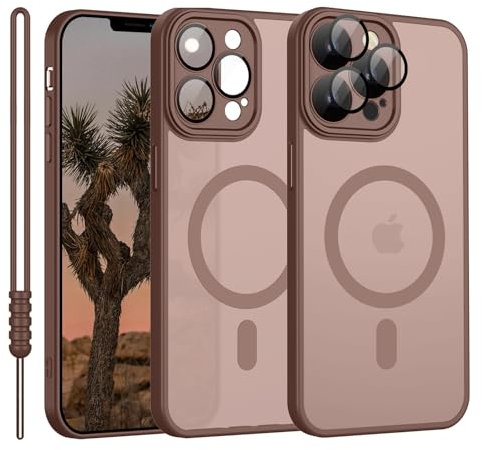 YUANDMI für iPhone 12 Pro Max Hülle kompatibel mit MagSafe, Hanyhülle für iPhone 12 Pro Max Magnetische Ultra Dünn Matte Touch Kameraschutz, Anti-Gelb rutschfest Kratzfest Schutz Stoßfest Hülle Braun