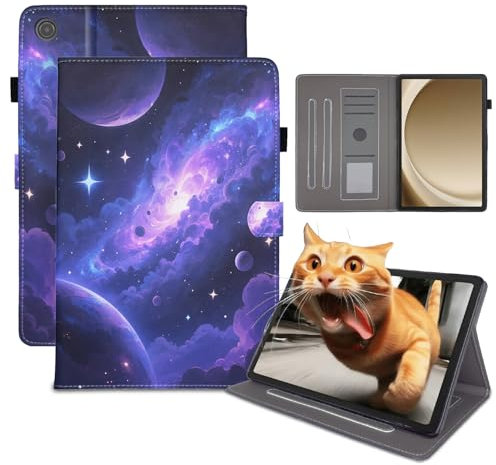 Bemoloon Tablet Funda para Samsung Galaxy Tab A9 Plus / A9+ 11 en Cuero PU - Colores Vibrantes & Diseños Elegantes, Protección, Antirayaduras, Activación/Reposo Automático, Universo