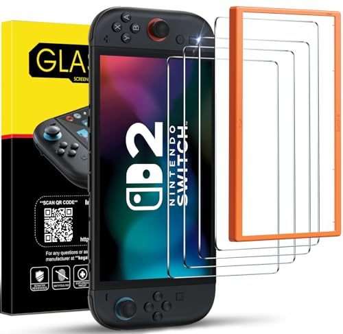 Aimtel 4 Pièces Verre Trempé Compatible avec Nintendo Switch 2 Model 2025-9H Verre Blindé Anti Rayures - Transparent HD - Kit d'installation