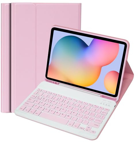 KTOITION Custodia Tastiera per Tablet Samsung Galaxy Tab S6 Lite 2024/2022/2020 10,4 Pollici, Italiano QWERTY Rimovibile Bluetooth Tastiera, Custodia con Supporto Pen per S6 Lite Tablet 10,4 (Rosa)