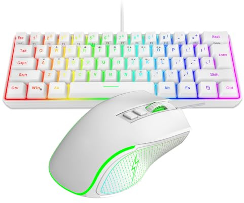 Tangxi Combo de Teclado y Mouse para Juegos RGB, Diseño Ergonómico con Retroiluminación Personalizable y Sensor óptico de Alta Precisión, Interruptores Mecánicos para PC, Portátil, Juegos (Conjunto
