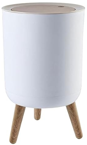 Angoily Poubelle à Pédale - Design Scandinave Pieds Bois | Mécanisme à Pédale, Design Imitation Bois, Couvercle Automatique, Esthétique Moderne, Gain de Place
