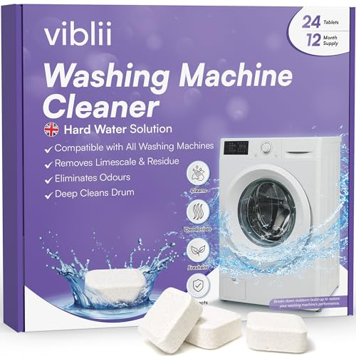 Washing Machine Cleaner, Descaler & Deodoriser, Enzyme Deep Clean, 24 Pack | Tablets for hard water areas. Protects drum, hoses & element. HE, front & top load; fragrance-free, septic-safe.