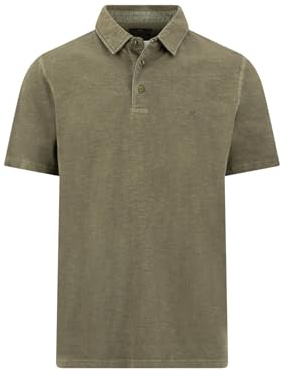 FYNCH-HATTON Poloshirt aus Baumwoll-Leinen-Mix mit Polokragen Dark Khaki / 3XL