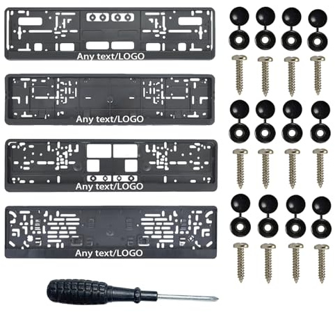 Personalized Plate Holders For Cars - Registration License Number Plate Holder Frame, Caravan/Trailer/Car Registration Plate Holders - Black ABS Plastic (1, 4 styles to choose)