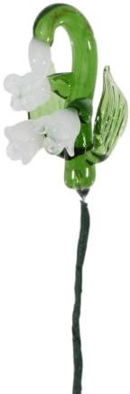 CONCHLERY Künstliche Glasblume Maiglöckchen, Handgefertigt, Weiß, mit Eisendraht-Stiel, ca. 24 cm Länge, für Heimdekoration