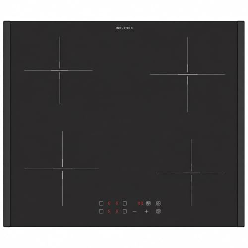 Oranier Kochfeld Induktion 60 cm autark - Glaskeramik mit 2 schwarzen Seitenleisten, Topfgrößenerkennung, 4-fach Booster, Timer, LED Anzeige rot & Touch Control Steuerung