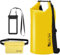 KYG Bolsa Estanca Impermeable 5L/10L/20L Set de Mochila Estanca con Funda de Móvil y Bolsa de Cintura, Bolsa Seca para Playa y Deportes al Aire Kayak Senderismo Esquí Pesca Escalada 20L Amarillo