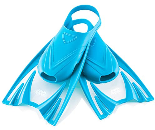 Aqua Speed leichte Trainingsflossen für Kinder Jungen I Kurze Schwimmflossen I Trainingsschwimmflossen weich I Blaue Kurzflossen Sport I Schnorchelflossen I Blau, Gr. 25-29 (S) I Frog