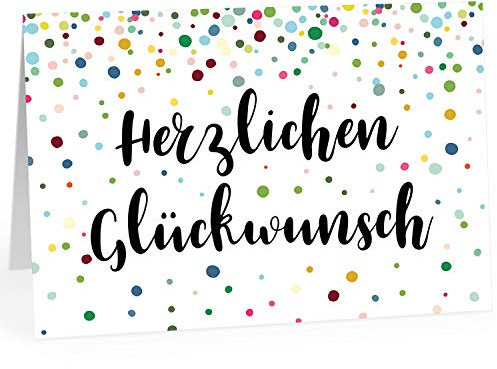 XXL Geburtstagskarte (A4) | Herzlichen Glückwunsch Konfetti | mit Umschlag | Glückwunsch zum Geburtstag | edle und hochwertige Klappkarte | Grußkarte | Maxikarte extra groß