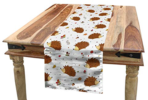 ABAKUHAUS Igel Tischläufer, Spielerischer Kinderwald, Esszimmer Küche Rechteckiger Dekorativer Tischläufer, 40 x 180 cm, Mehrfarbig