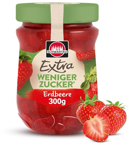 Schwartau Extra Weniger Zucker Erdbeere | Zuckerreduzierte Marmelade | 300 g