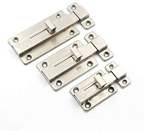 SUPERTOOL Door Latch Catch Slide Lock Bolt Inside Door Stainless Steel Double Side Door Lock 2/3/4 Inches for Shed Bathroom Room Door(1Pcs)