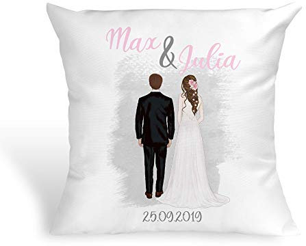 Personalisiertes Kissen Geschenk zur Hochzeit mit Namen und Datum Hochzeitskissen