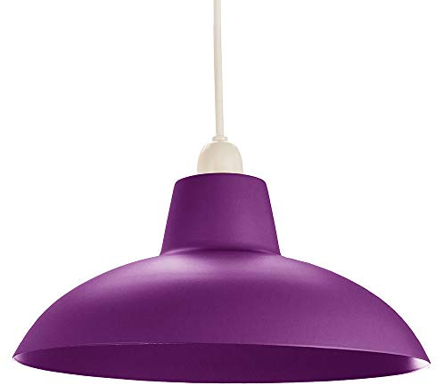 Industrial Retro Designed Matt Purple Curved Metal Ceiling Pendant Light Shade | 60w Maximum | 29cm Diameter by Happy Homewares