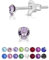 DTPsilver - Winzige Ohrringe 925 Sterling Silber mit Kristallen von Swarovski® Elements Runde Sehr kleine Ohrstecker - Durchmesser 3 mm - Farbe : Violett