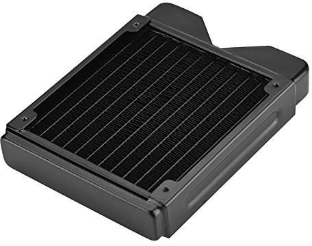 Radiateur en cuivre d'ordinateur 120/240mm, échangeur de radiateur de radiateur de refroidissement par eau avec raccords, dissipation thermique rapide, pour ordinateur PC - noir(120 mm)