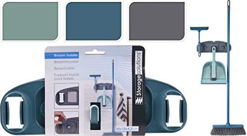Wall Mounted Self-Adhesive No Drilling Tools Mop Organiser Holder Brush Broom Dustpan Hanger Storage Rack Kitchen Tool, Shed or Garage Save Space Maximise Space