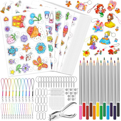 CGBOOM 218 pièces Feuille Plastique Fou, Dingue pour Activité Manuelle, Incluent A4 15 Papier Transparent, 5 Papier Magique avec Motif, Perforatrice, Crayon, Fermoir