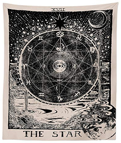 INTDORM Tarotkarte Wandteppich Wandbehang - Astrologie Tapisserie Meditation Wandkunst Wandteppiche Mittelalterliches Tarot Dekor für Schlafzimmer Wohnzimmer (130x150cm)