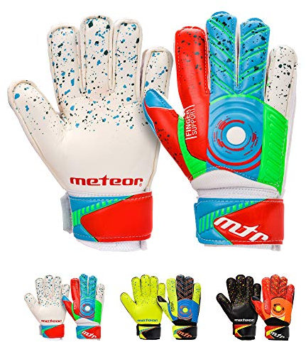 meteor Gants de Gardien de But pour Les Jeunes Adultes Junior Enfants Garçons Gardien de But Finger Spines Protection Prevent Blessures Football Match