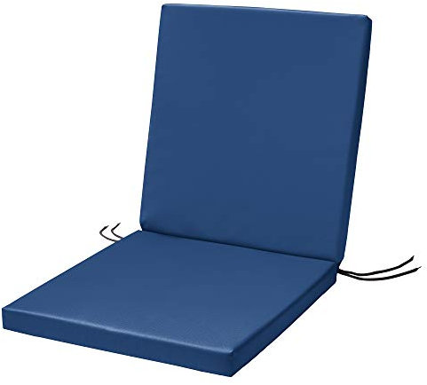 SOFTILLO Waterproof Low Back Chair Cushion With Ties 100x45x4cm | Indoors/Outdoors Patio Seat Pad Cushion For Garden Chairs, Loungers, Recliner, Relaxer | Water-Resistant Material |Dark Blue