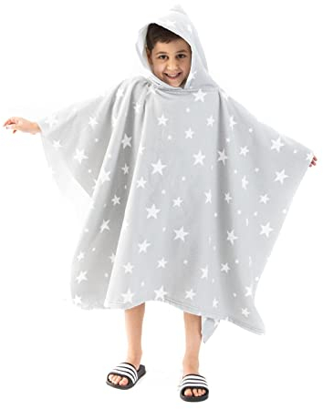DREAMSCENE Poncho-Handtuch für Kinder, Jungen-Mädchen-Kinder-Wickeltuch, Strandtuch, Kinder-Wickelmantel, Kapuzenhandtuch, Kinder, leicht, übergroß, Einheitsgröße, Sterne