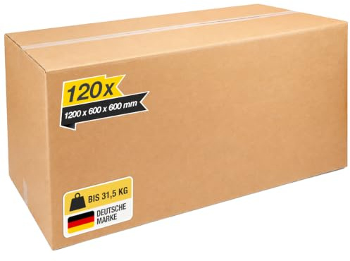 smiley pack DHL Karton 120x60x60cm 2-wellig 120 Stück | DHL Hermes Maximalmaß – Kartonage belastbar bis 31,5 kg – Versandschachtel zweiwellig