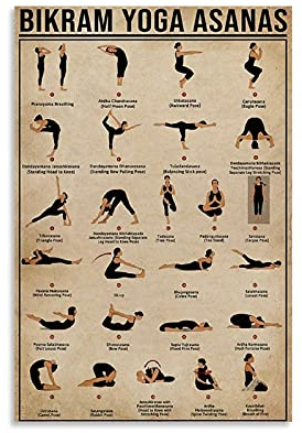 SMWY Retroposter DYJ Yoga Poster Bikram Yoga Asanas Poster Dekorative Malerei Leinwand Wandkunst Wohnzimmer Poster Schlafzimmer Gemälde 30 x 45 cm