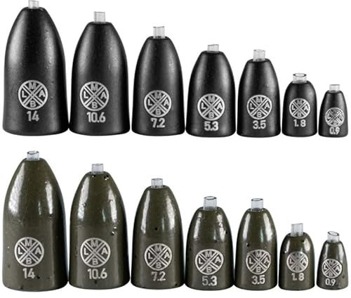 LMAB Tungsten Bullet Weight - Texas & Carolina Rig Gewichte zum Finesse Angeln, bleifrei mit Inlay, zum Barschangeln & Zanderangeln, Farbe Green Pumpkin, Größe 7,2 g