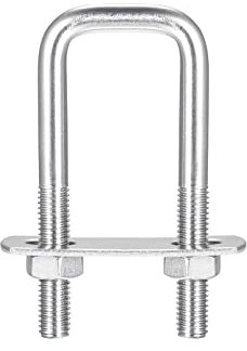 sourcing map Square U-Bolts, 5 Sets 27mm(1.06) Inner Width 75mm Length M8 304 Stainless Steel U Clamp Bolt with Nuts and Plates, for Boat Trailer