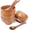 Originalidad Handmade Wood Bowls, Jujube Wooden Japanese Bowl with Matching Spoon for Rice, Soup, Dip, Salad, Tea, Decoration 4 Sets (4 Bowls 3.8 IN + 4 Spoons)