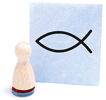 Ministempel Christenfisch Fisch Ichthys - kleiner Holzstempel mini Motivstempel Kegel Figur Ø12 mm