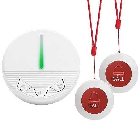 CYSSJF Sistema De Llamadas De Emergencia Y Sos para Personas Mayores, Alarma Baño Minusvalidos-2 Botón Sos+1 Alarma Inalámbrica, con 40 Tonos de Llamada y 4 Niveles de Volumen