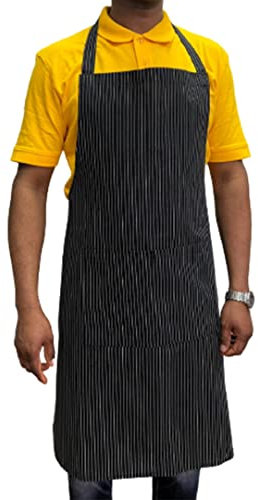 Italbangla Textile Delantal de cocinero unisex, resistente, cómodo con bolsillo frontal, lavable para cocina, bar, restaurante, carnicería y catering, Riga, Talla única