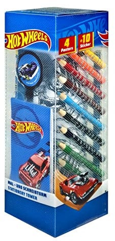 Undercover HWES2255 Hot Wheels Mal- und Schreibturm 35-teilig, Mehrfarbig