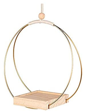 Dawafit Couronne de Pot de Fleurs Couronne de Cerceau en Fer Suspension Murale pour Plantes avec Base en Bois Support de Suspension pour Plantes D'IntéRieur