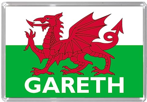 Personalised WELSH FLAG/BANER CYMRU/WELSH RED DRAGON/Y DDRAIG GOCH/WALES/CYMRU JUMBO FRIDGE MAGNET 9.7cm by 6.7cm